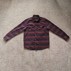 Tentree Flannel Shirt XXL Striped Long Sleeve Organic Cotton Soft Gray Burgundy
